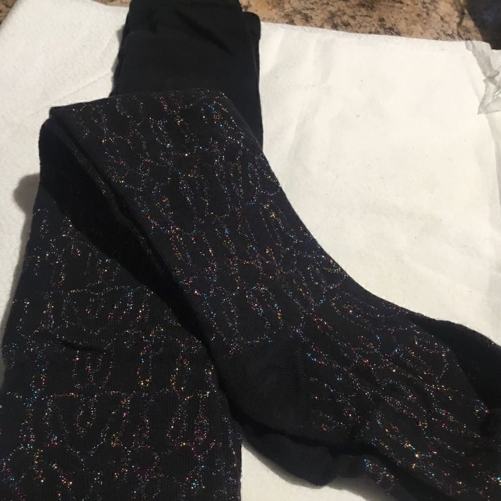 Sale. Buy 3/$10NWT Sz 8 Girls Tights Black w/sparkle - Picture 5 of 6